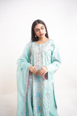 Raw Silk BLUE Handmade