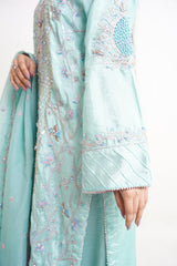 Raw Silk BLUE Handmade