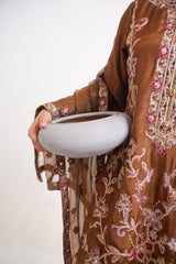 Raw Silk BROWN Handmade