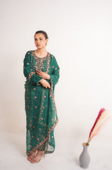 Raw Silk GREEN Handmade